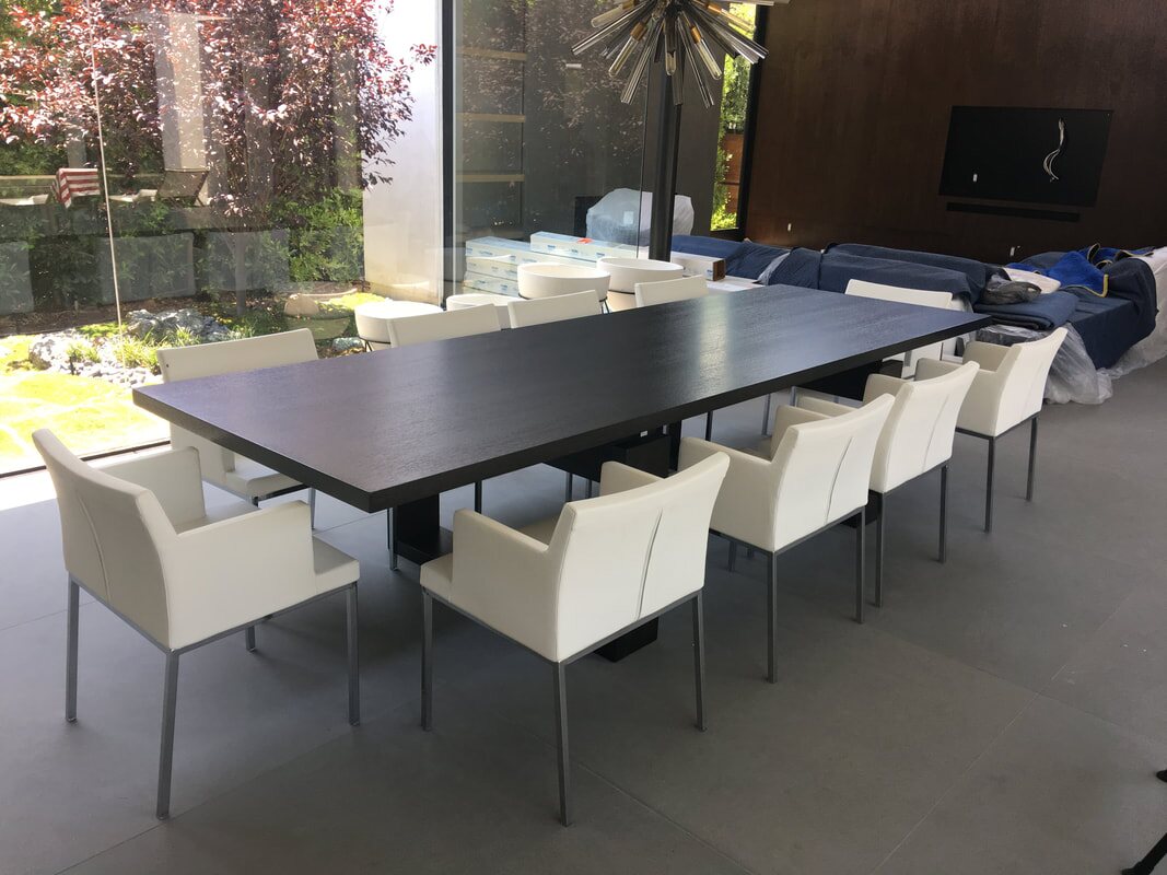 Large custom dark wood dining table